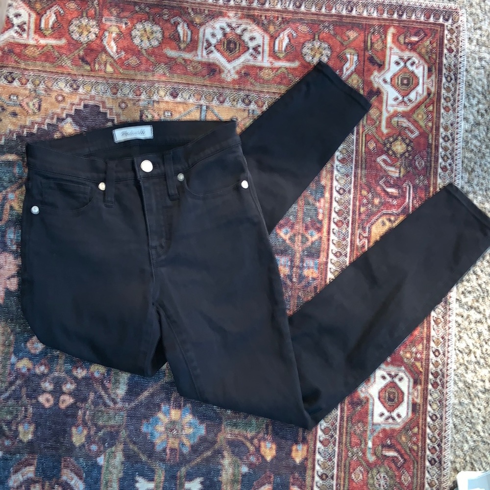 Madewell 9 inch high waisted skinny Jean in black size 25
